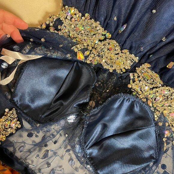 NWT Rachel Allen 6652 Navy Emebllished Short Prom Formal Dress 2 - Picture 8 of 14